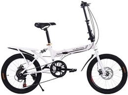 FHKBB Folding Bike FHKBB 20 Inch Folding Bicycle Shifting - Folding Speed Bicycle Women / Men's Adult Students Bicycle Double Disc Brakes Shock Absorption, White (Color : White)