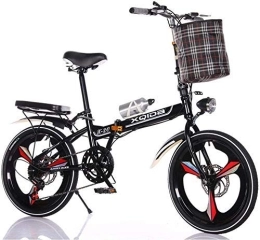 FHKBB Folding Bike FHKBB 20 Inch Folding Bicycle Shifting - Men And Women Shock Absorber Bicycle - Adult Children Student Bicycle Road Bike, Black (Color : Black)
