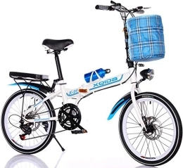 FHKBB Folding Bike FHKBB 20 Inch Folding Bicycle Shifting - Men And Women Shock Absorber Bicycle - Adult Children Student Bicycle Road Bike, Black (Color : Blue)