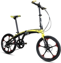 FHKBB Folding Bike FHKBB 20 Inch Folding Bicycle Shifting - Men's And Women's Bicycles - Adult Children's Students Aluminum Ultralight Portable Folding Bicycle, Yellow (Color : Yellow)