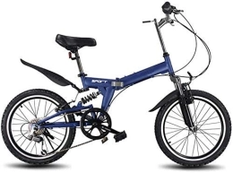 FHKBB Folding Bike FHKBB 20 Inch Folding Speed Bicycle - Men And Women 6 Speed Folding Bike - Adult Students Portable Lightweight Bicycle Folding Bike, White (Color : Blue)