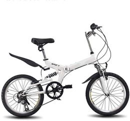 FHKBB Folding Bike FHKBB 20 Inch Folding Speed Bicycle - Men And Women 6 Speed Folding Bike - Adult Students Portable Lightweight Bicycle Folding Bike, White (Color : White)