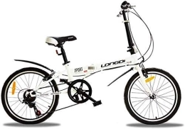 FHKBB Bike FHKBB Foldable Men And Women Folding Bicycle - Variable Speed Folding Bicycle 20 Inch Adult Student Small Wheel Folding Car Ultra Light Portable Gift Bicycle, White (Color : White)