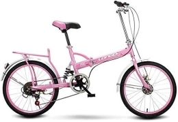FHKBB Folding Bike FHKBB Foldable Men And Women Folding Bike-16 Inch Adult Men And Women Portable Commuter Shift Bicycle Gift Car Activity Car, Blue (Color : Pink)