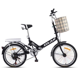 FLBT Bike Foldable Bicycle Women's Super Light Portable Mi Ni 20 Inches City 3 Seconds Folding 7 Speed Shift Kit Spiral Shock Absorber Small Wheel Shock-Absorbing Unisex/20In