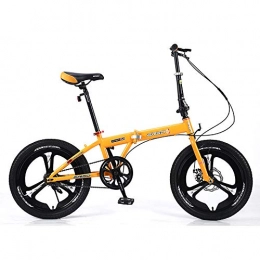 FLYFO Folding Bike FLYFO Folding Bike, Student 18 / 20 Inches Bikes, Lightweight Adult Bike for Men And Women, Ultra Light Portable Variable Speed Bicycle, Yellow, 18 inches
