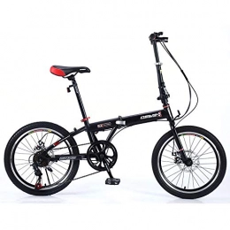 FLYFO Folding Bike FLYFO Folding Bikes, Adult Student 18 / 20 Inch, Lightweight Adult Bike for Men And Women, Ultra-Light Portable Variable Speed Bicycle, Black, 18 inches