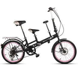 FLYFO Folding Bike FLYFO Parent-Child Bikes, 20-Inch Double Mother And Child Stroller with Children's Variable-Speed Disc Brake Bike, Folding Women's Bicycle, 1