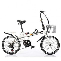 FLYFO Folding Bike FLYFO Variable Speed Brake Bicycle, Folding 20-Inch Adult Ultra-Light Portable Student Bicycle, Travel Bikes, Road Bike, White