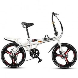FLYFO Bike FLYFO Variable-Speed Disc Brake Bicycle, Folding Integrated Wheel 20-Inch Adult Ultra-Light Portable Student Bicycle, Travel Bike, Road Bikes, White