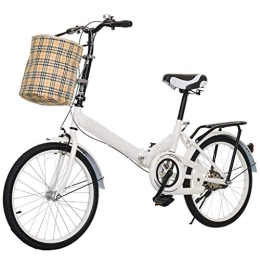 FMOPQ Folding Bike FMOPQ Commuters Folding Bike with Bicycle Basket Portable 20in Wheel for Adults Small Bikes for Women Student Bicycles for Boys and Girls Beach Cruiser Bike Safe Secure