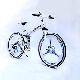 WZB Folding Bike Foiding Mountain Bike, Featuring Medium Steel Frame and 26-Inch Wheels with Mechanical Disc Brakes, 27-Speed Shimano Drivetrain, in Multiple Colors, White, 24speed