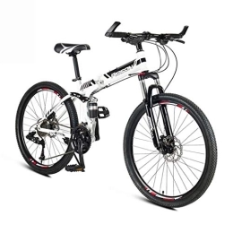 AYDQC Folding Bike Foldable Adult Mountain Bike, 24 / 26 Inch Wheels, High Carbon Steel Outroad Bicycles, 24-Speed Bicycle Full Suspension MTB Gears Dual Disc Brakes Mountain Bicycle (Color : White, Size : 24inch) feng