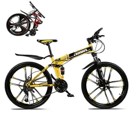  Folding Bike Foldable Adultmountain Bikes, Folding Outroad Bicycles, Folded Within 15 Seconds Folding Bike, for 21 24 27 30 Speed 24 26in Men and Women Outdoor MTB Bicycle