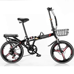 BJYX Folding Bike foldable bicycle 20-inch Folding Bike Bicycle，Double Shock-Absorbing，(6 Speed) bikes (Color : Black)
