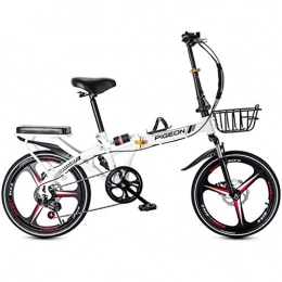 BJYX Bike foldable bicycle 20-inch Folding Bike Bicycle，Double Shock-Absorbing，(6 Speed) bikes (Color : White)