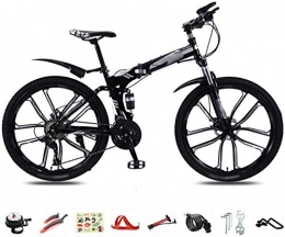 klt Bike Foldable Bicycle 26 Inch 30-Speed Folding Mountain Bike Unisex Lightweight Commuter Bike MTB Full Suspension Bicycle with Double Disc Brake-C