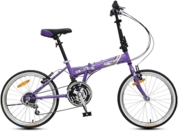 CHEFFS Bike Foldable Bicycle, Carbon Steel Foldable Bicycle Small Unisex Folding Bicycle 7-Speed Variable Speed, Folding Bicycle City Commuter Variable Speed Bike (Color : Purple, Size : 20Inch)