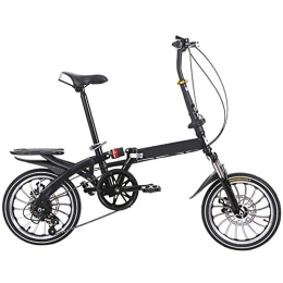 All-Purpose Bike Foldable Bicycle, Variable Speed Small Portable Ultra Light Double Disc Brake Lightweight And Aluminum Folding Bike with Pedals Adult Student Children, Black