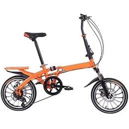 All-Purpose Bike Foldable Bicycle, Variable Speed Small Portable Ultra Light Double Disc Brake Lightweight And Aluminum Folding Bike with Pedals Adult Student Children, Orange