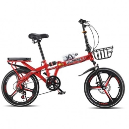 SHUAN Folding Bike Foldable City Leisure Bike, 7 Speed Variable Speed Urban Bicycle, Shock-absorbing Disc Brake Compact Commuter Bicycle For Adults Student A 16