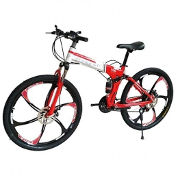 Bdclr Bike Foldable Double Shock Absorption Double Disc Brake Overall Six-Knife Wheel 26 Inches 27 Speed Male And Female Bicycles Mountain Bike, Red