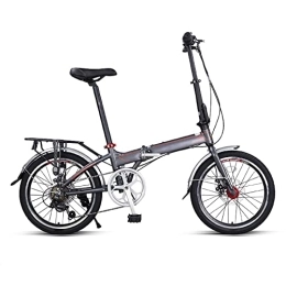 SLDMJFSZ Folding Bike Foldable Lightweight Bike -20-inch Foldable Bicycle with 7 Speed Shimano Gears City Bike with Disc Brake, Suitable for 145-185cm, F20 matte gray