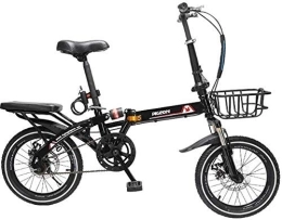 FHKBB Bike Foldable Men And Women Folding Bike - Mountain Bike Adult Double Shock Off-Road Off-Road Male And Female Students Fast Cycling, Black, 20inches (Color : Black, Size : 16inches)