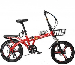 Pkfinrd Folding Bike Foldable Men And Women Folding Bike - Variable Speed Mountain Bike Adult Double Shock-Absorbing Cross-Country Speed Male And Female Students Fast Bicycle, Red, 20inches ( Color : Red , Size : 16inches )