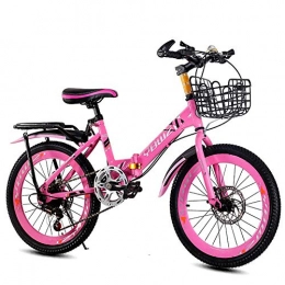 YOUSR Bike Foldable Men's, and Women's Folding Bike, Children's Bicycle Folding Speed Mountain Bike 18 Inch 20 Inch 22 Inch 6-14 Years Old Men's and Ladies Bicycle Pinkshifting 18inches