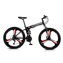 WUOOYOQ Bike Foldable Mountain Bike, 26-Inch 21-Speed Three Knives Wheel City Cross Folding Bicycle for Adults, Women, Men, Black (Black, 170cm*100cm)