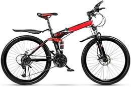  Bike Foldable Mountain Bike 26 Inches, 21 / 24 / 27 Speed Gear Bike Spokes For Adult Ladies Men Unisex Folding Hardtail Mountain Bike, Red, 27 Stage Shift, Excellent2