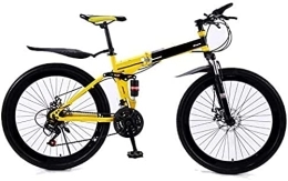 Bike Foldable Mountain Bike 26 Inches, 21 / 24 / 27 Speed Gear Bike Spokes For Adult Ladies Men Unisex Folding Hardtail Mountain Bike, Yellow, 24 Stage Shift, Excellent2