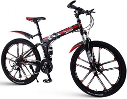 WSJYP Bike Foldable Mountain Bike 26 Inches, Bicycle with 10 Cutter Wheel, Fast Folding Mens Women Adult All Terrain Mountain Bike, 21 / 24 / 27 Speed, 21 speed
