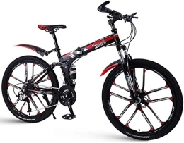 WSJYP Bike Foldable Mountain Bike 26 Inches, Bicycle with 10 Cutter Wheel, Fast Folding Mens Women Adult All Terrain Mountain Bike, 21 / 24 / 27 Speed, 24 speed