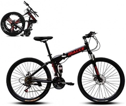 klt Bike Foldable mountain bike 8 seconds fast folding mountain bike 24-inch 21-speed steel frame double disc brakes foldable bike, used for off-road outdoor city cycling travel-24 Inch_A