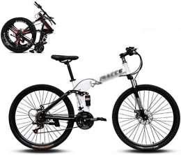 JSL Folding Bike Foldable mountain bike 8 seconds fast folding mountain bike 24-inch 21-speed steel frame double disc brakes foldable bike, used for off-road outdoor city cycling travel-24 Inch_B