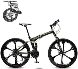 JSL Folding Bike Foldable Mountain Bike 8 Seconds Fast Folding MTB Bicycle 26 Inches 21 Speed Steel Frame Dual Disc Brake Folding Bike for Off-road Outdoor City Cycling Travel-26Inch_A