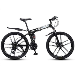 Dsrgwe Folding Bike Foldable Mountain Bike, Carbon Steel Frame Hardtail Bicycles, Dual Disc Brake and Double Suspension (Color : Black, Size : 21 Speed)