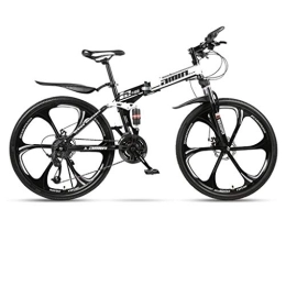 Dsrgwe Folding Bike Foldable Mountain Bike, Hardtail Bicycles, Dual Disc Brake and Double Suspension, Carbon Steel Frame (Color : White, Size : 24-speed)
