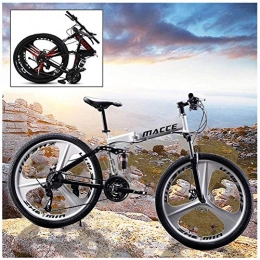 WLGQ Bike Foldable Mountain Bike MTB Bicycle 26 Inches 21 Speed Steel Frame Dual Disc Brake Folding Road Bike, for Man, Woman, City, Aerobic Exercise, Endurance