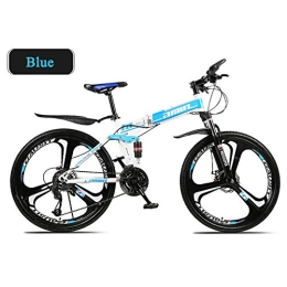 FXMJ Folding Bike Foldable Mountain Bike, Mtb Bicycle 26 Inches, Double Shock-absorbing Disc Brake Safe And Fast Boys And Girls Bicycle, Best Gifts, Blue, 30 Speed