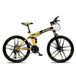 Generic Folding Bike Foldable MountainBike 24 / 26 Inches, MTB Bicycle with 10 Cutter Wheel, Yellow