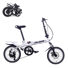 CHHD Folding Bike Folding Adult Bicycle, 14-inch Labor-saving Shock-absorbing Commuter Bicycle 6-speed Variable Speed Quick Folding Adjustable Double Disc Brake, 4 Colors