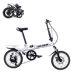  Bike Folding Adult Bicycle 16-Inch 6 Variable-Speed Labor-Saving Shock-Absorbing Bicycle Front And Rear Double Disc Brakes Fast Folding Portable Commuter Bicycle, Safe And Comfort