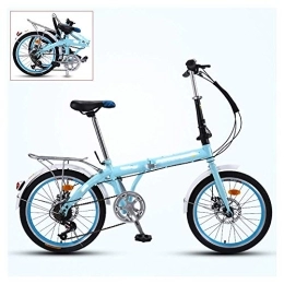  Folding Bike Folding Adult Bicycle, 16-inch Ultra-light Portable Bicycle, 3-step Folding, 7-speed Adjustable, Front and Rear Double Disc Brakes, 4 Colors (Blue)