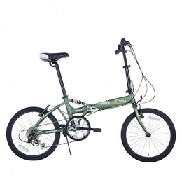 Domrx Bike Folding Adult Bicycle 20 Inch 21 Tooth Carbon Steel Double Disc Brake Student Male and Female Universal-Green_20 Inch(145cm-185cm)