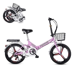  Bike Folding Adult Bicycle, 20-inch 6-speed Finger-shift Speed Adjustable Seat, Rear Shock Absorber Spring, Comfortable and Portable Commuter Bike (Pink B)