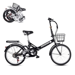  Folding Bike Folding Adult Bicycle, 20-inch 6-speed Ultra-light Portable Men's and Women's Bicycle, Adjustable Saddle / handle Damping Spring, Commuting Bike (Black)