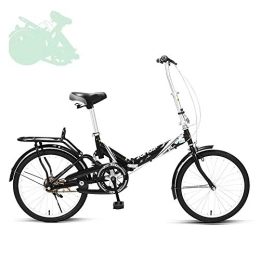  Folding Bike Folding Adult Bicycle, 20-inch Quick-folding Bicycle with Adjustable Handlebar and Seat, Shock-absorbing Spring, Labor-saving Big Crankset, 7 Colors (Black)